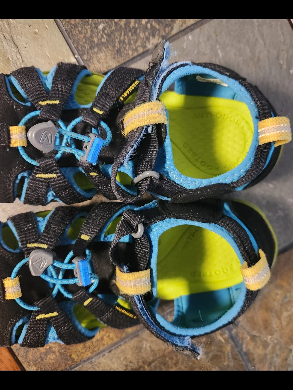 KEEN Kids Black and Blue Closed-Toe CNX Sandals